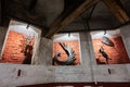 Ivano-Frankivsk, Ukraine - March, 2023: Metal art sculptures inside city hall building
