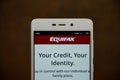 Equifax logo seen on the smartphone screen