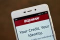 Equifax logo seen on the smartphone screen