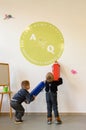 Ivano-Frankivsk, Ukraine, October 2, 2022: opening day of a kindergarten for preschoolers, children playing in the