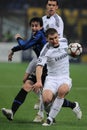 Ivanovic, Milito and Ballack in action  during the Match Royalty Free Stock Photo