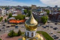 Golden dome with a cross of the Church of St. George the Victorious on Victory Square, 06/02/2020, Ivanovo, Ivanovo Region, Russia