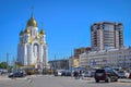 Modern Orthodox Cathedral at the railway square in Ivanovo city