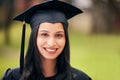 Ive got big plans. Cropped portrait of an attractive young female student celebrating on graduation day. Royalty Free Stock Photo