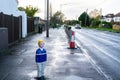 IVER HEATH, BUCKINGAMSHIRE, ENGLAND- 16th November 2020: One of several creepy child-shaped bollards in Iver