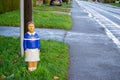 IVER HEATH, BUCKINGAMSHIRE, ENGLAND- 16th November 2020: One of several creepy child-shaped bollards in Iver