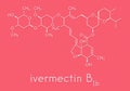 Ivermectin antiparasitic drug molecule. Used in treatment of river blindness, scabies, head lice, etc. Skeletal formula. Royalty Free Stock Photo