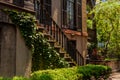 Ivey Covered Stairway on Historic House on Pulaski Square Royalty Free Stock Photo