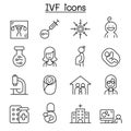 IVF, In Vitro Fertilization icon set in thin line style