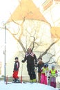 Ivica Kostelic skiing with children