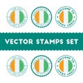 Ivorian flag rubber stamps set.