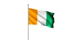 Cote d`Ivoire Ivory coast national flag waving isolated white background realistic 3d illustration