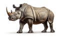 Ivory Beauty Single Frame Rhino on White Background