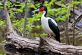 an ivory-billed woodpecker perched on a tree trunk