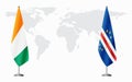 Ivory Coast and Cape Verde flags for official meeting