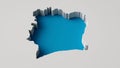 Ivory Coast Map's 3d illustration 3d inner extrude map Sea Depth with inner shadow.