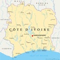 Ivory Coast Political Map - Cote d`Ivoire Royalty Free Stock Photo