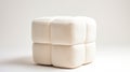 Cube Stool: Gaetano Pesce Inspired White Fabric Ottoman With Textured Detail