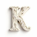 Ivory 3d Letter K On White Background
