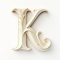 Ivory 3d Letter K On White Background