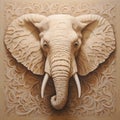 Ivory Elephant: Richly Detailed Abstract-realism Painting With Organic Sculpting
