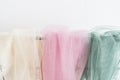 Ivory, pink and green tulle background Royalty Free Stock Photo