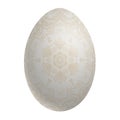 Ivory beige Easter egg isolated on white background. Elegance hand painted decoration. Royalty Free Stock Photo