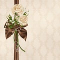 Ivory roses and pearls with bow Royalty Free Stock Photo