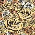 Ivory roses seamless pattern. Vector