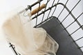 Ivory tulle and wire basket Royalty Free Stock Photo