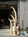 Ivory Tusks carved and for sale in Beijing China Panjiayuan Weekend Market