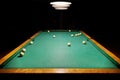 Billiard balls on a green pool table Royalty Free Stock Photo