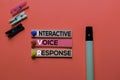 IVR. Interactive Voice Response acronym on sticky notes. Office desk background Royalty Free Stock Photo