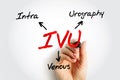 IVU intravenous urography - X-ray exam of your urinary tract, acronym text concept background