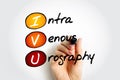 IVU intravenous urography - X-ray exam of your urinary tract, acronym text concept background