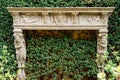 Ivy-covered carved fireplace of Villa Balbianello. Lake Como, Italy Royalty Free Stock Photo