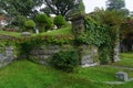 An ivy-covered stone crypt in the Sleepy Hollow Cemetery