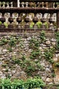 Ivy-covered stone terrace with balustrade. Villa Monastero, Como, Italy Royalty Free Stock Photo