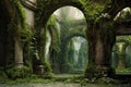 ivy-covered walls and arches in a hidden city