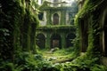 ivy-covered walls enclosing a monastery garden