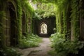 ivy-covered walls enclosing a monastery garden