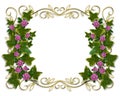 Ivy Floral design border with gold frame Royalty Free Stock Photo