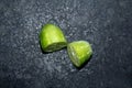 Ivy gourd cutted pieces in black background