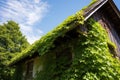 ivy growing over the roof of a hidden cottage