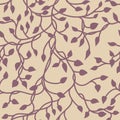 Ivy vine seamless wallpaper vector silhouette, purple floral design element of leaves,, pretty wedding invitation design