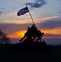Iwo Jima Memorial sunrise silhouette Royalty Free Stock Photo