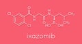 Ixazomib multiple myeloma drug molecule. Skeletal formula.