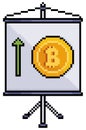ixel art board with bitcoin graphic 8bit vector on white background