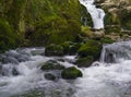 Ixkier ur-jauzia. Ixkier waterfall on the Plazaola greenway, Mugiro, Navarra Royalty Free Stock Photo