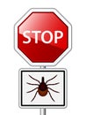 Ixodes ricinus tick road stop sign Royalty Free Stock Photo